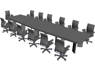 Table with Chairs 3D Model preview