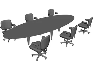 Table with Chairs 3D Model preview