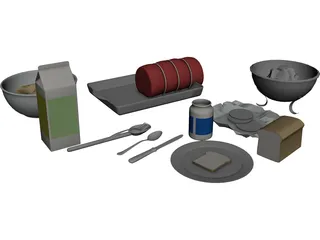 Meal Prep Items 3D Model preview