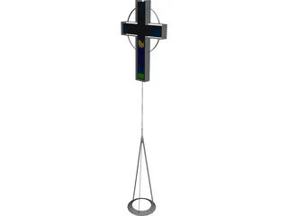 Carved Processional Cross 3D Model preview
