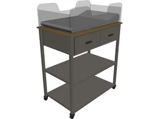 Hospital Cart Bassinet 3D Model preview