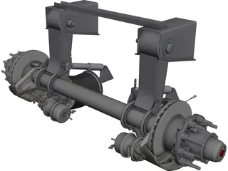Truck Axle with Brakes 3D Model preview