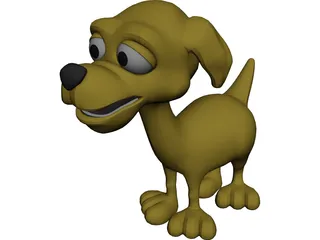 Happy Dog Cartoon 3D Model preview