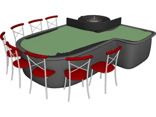 Roulette Table 3D Model preview