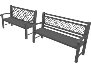 Wood Benches 3D Model preview