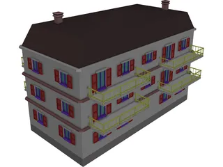 Apartment Building 3D Model preview