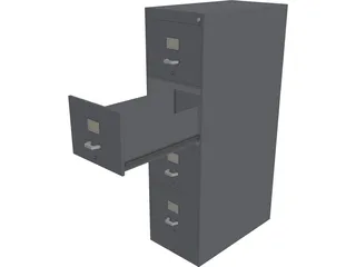Metal File Cabinet 3D Model preview