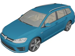 Volkswagen Golf R Variant (2015) 3D Model preview