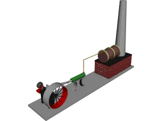 Wilesco Steam Engine 3D Model preview