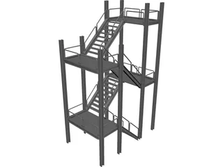 Two-level Stairs 3D Model preview