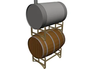 Wine Barrels 3D Model preview