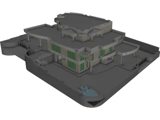 House 3 Story 3D Model preview