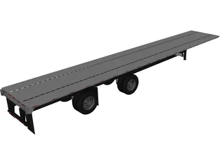 Split Axle Flatbed Trailer 3D Model preview