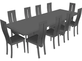 Table with Chairs 3D Model preview