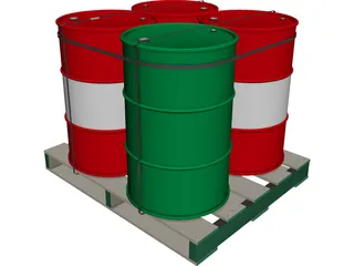 Drums on a Pallet 3D Model preview