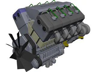 V8 Turbo Diesel Engine 3D Model preview