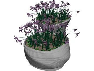Flower Bed with Flowers 3D Model preview