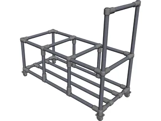Trash Bin Pushcart 3D Model preview