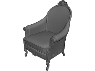 Antique Classic Armchair 3D Model preview