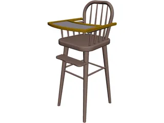 Baby Highchair 3D Model preview
