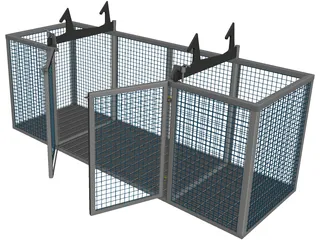 Steel Cage with Doors 3D Model preview
