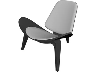 Hans J Wegner Three Legged Chair 3D Model preview