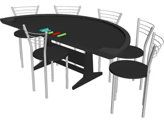 Poker Table 3D Model preview