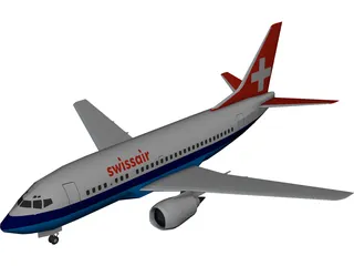 Boeing 737 Swiss Air 3D Model preview