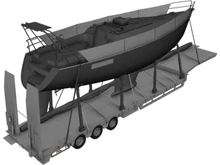 Trailer Boat 3D Model preview