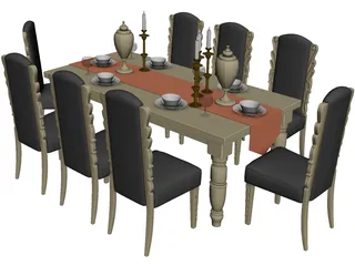 Dining Table 3D Model preview