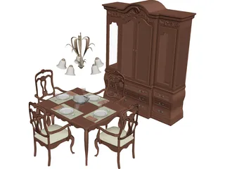 Dining Set 3D Model preview