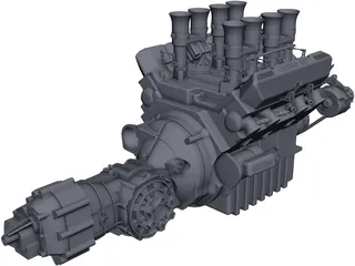 Jaguar XJ13 Engine and Gearbox 3D Model preview
