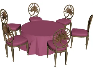 Table and Chairs 3D Model preview