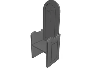 Church Chair 3D Model preview