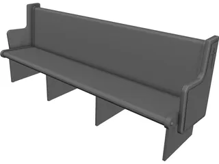 Church Bench 3D Model preview