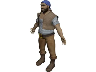 Muscular Pirate 3D Model preview