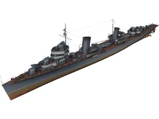 Soviet destroyer Leningrad 3D Model preview