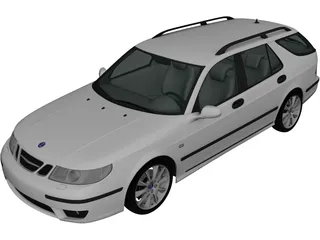 Saab 9-5 Aero Wagon (2005) 3D Model preview