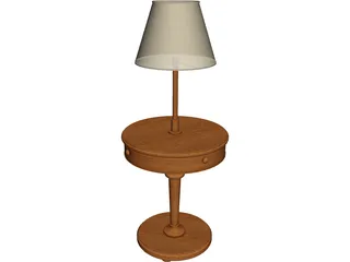Rounded Table with Lamp 3D Model preview