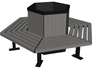 Hexagonal Bench 3D Model preview
