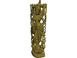 Hindu Lakshmi Statue 3D Model preview