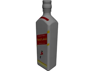 Red Label Bottle 3D Model preview