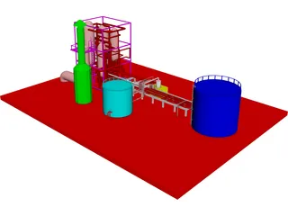 Oil Refinery 3D Model preview