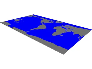 World Earth Flat with States 3D Model preview