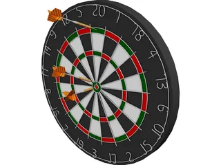 Dart Board with Darts 3D Model preview