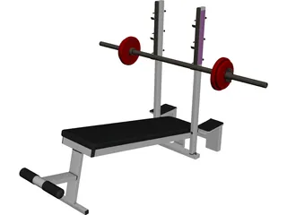Declined Press Bench 3D Model preview