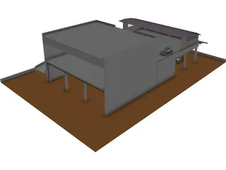 Industrial Building with Shop 3D Model preview