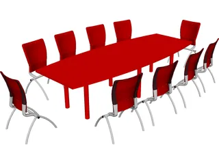 Knoll Conference Table and Chairs 3D Model preview