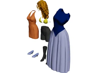Woman Clothes 3D Model preview