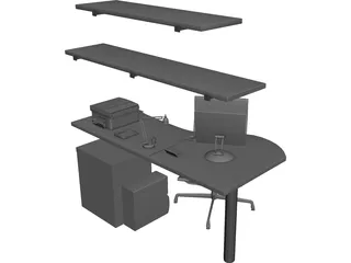 Office Work Space 3D Model preview